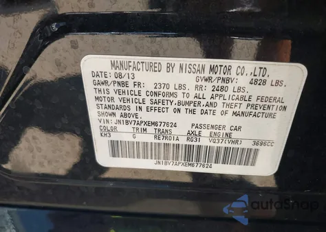 2014 Infiniti Q50 из США, поврежденный, VIN JN1BV7APXEM677624